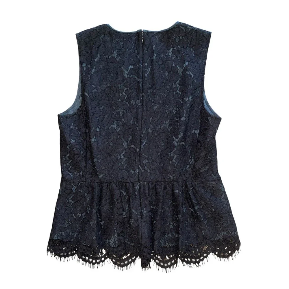 NWT J. Crew Black Lace Sleeveless Peplum Top Chic Blouse Women’s Size 8 NEW $88